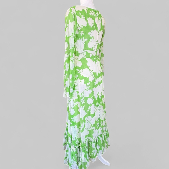 Vintage 60s Jack Bryan Floral Maxi Dress Green White S M - Picture 10 of 16